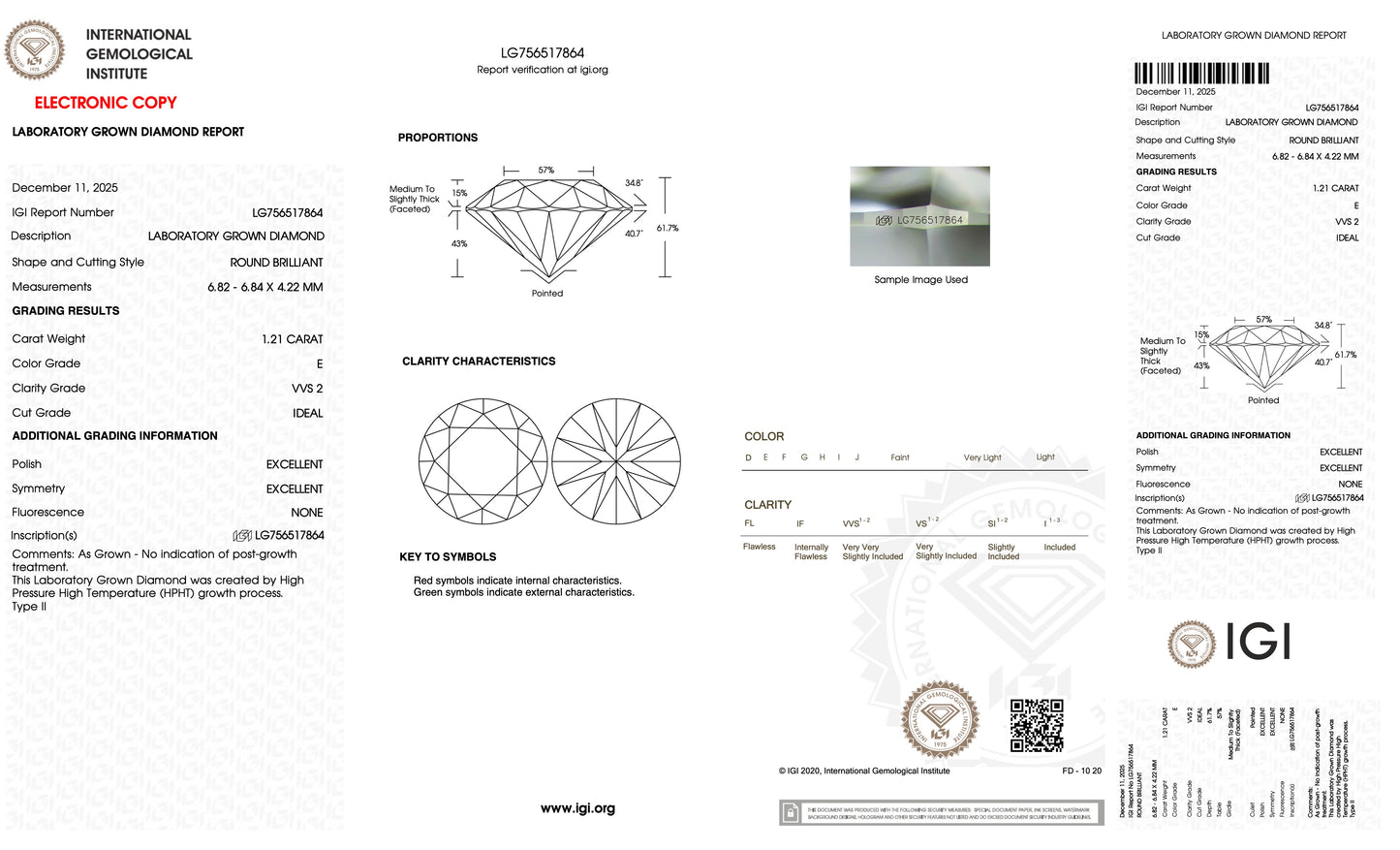 1.21 carat VVS2 colour: E cut: ideal