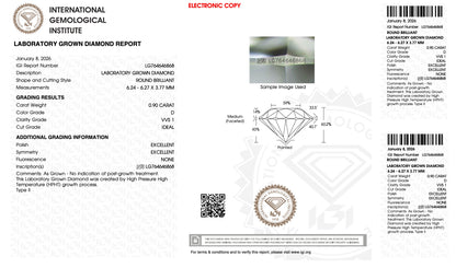 0.90 carat VVS1 colour: D cut: ideal