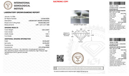 Round 0.82 carat VVS1 colour: D cut: ideal